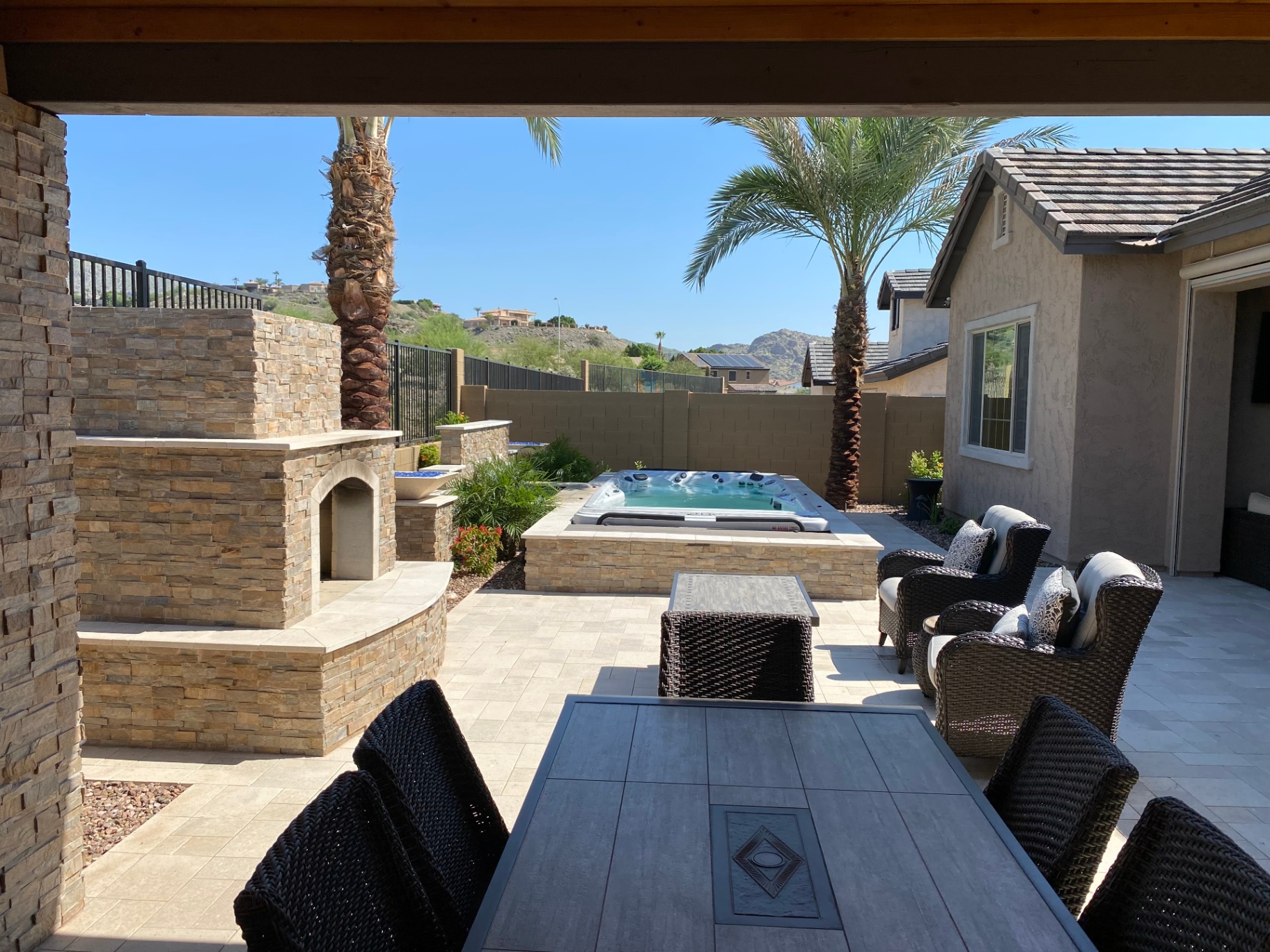 Fireplace & Spa Lounge — Outdoor Living by Custom Outlooks LLC